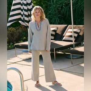 Free People Beach Pink Hailee Textured Knit Set Large (L)